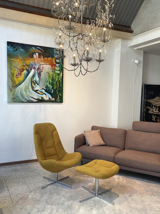 Fauteuil pivotant Gelderland 7405 avec pouf