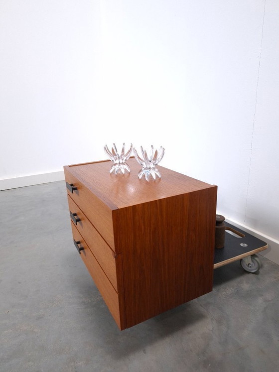 Image 1 of Set teak zwevende nachtkastjes met lades Denemarken