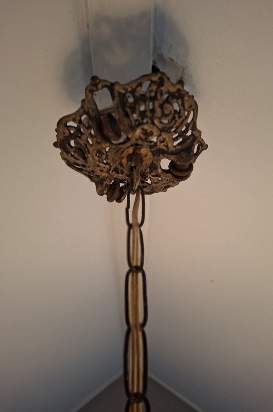 Hanging Ceiling light - Copper - Art Deco Amsterdam School., Amsterdamse school, Transparent (photo 14 of 15)