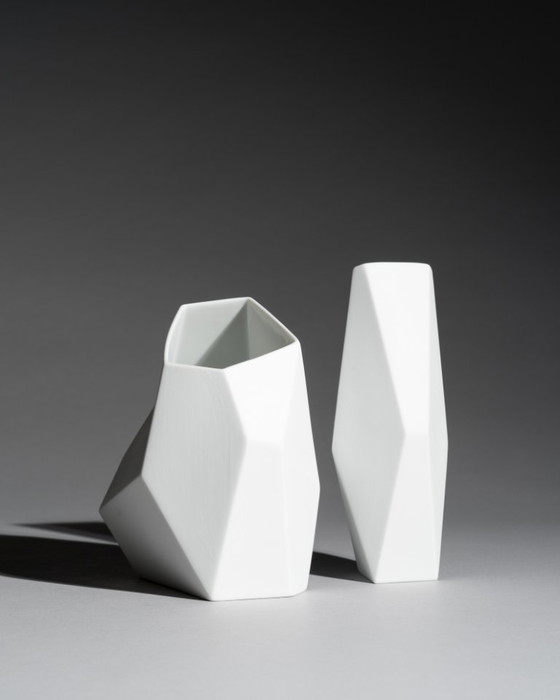 Image 1 of Rosenthal Bisque Porcelain Vase DUO by Achim Haigis Sculptural & Geometrical