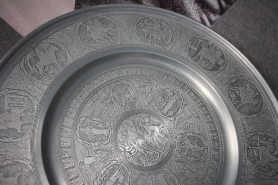 Image 1 of Berendsohn Assiette en étain, assiette murale, Adam et Eve au paradis