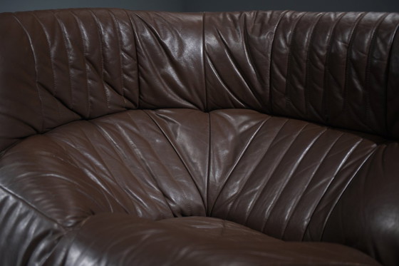 Image 1 of Zeldzame bruine leren Aralia loungebank van Michel Ducaroy voor Ligne Roset Frankrijk