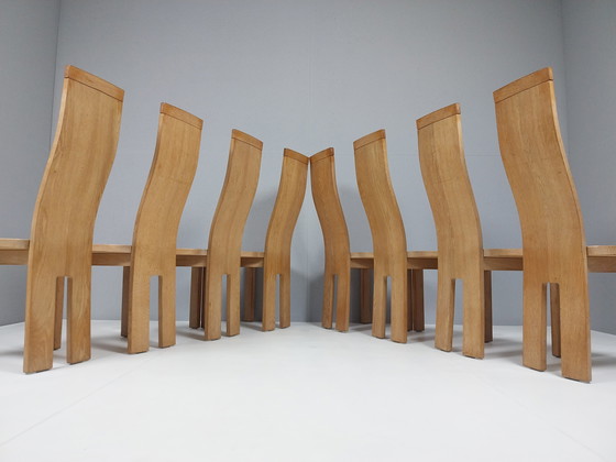 Image 1 of 8 x Vintage Oak Dining Chairs by Van Den Berghe Pauvers