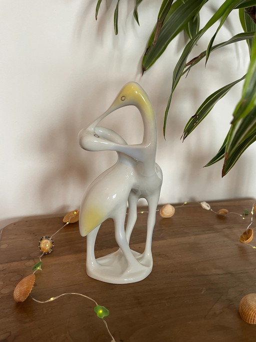 Ungarische Porzellan Ibis Figur