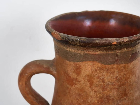 Antike Keramikvase mit Henkel (ca. 1900) #4, Vasen, Braun, Vintage (Foto 10 von 10)