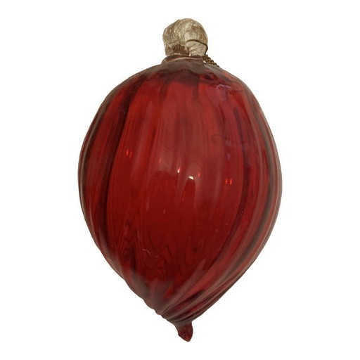 Bola navideña roja vintage de los años 70, hecha de cristal de Murano (Italia)