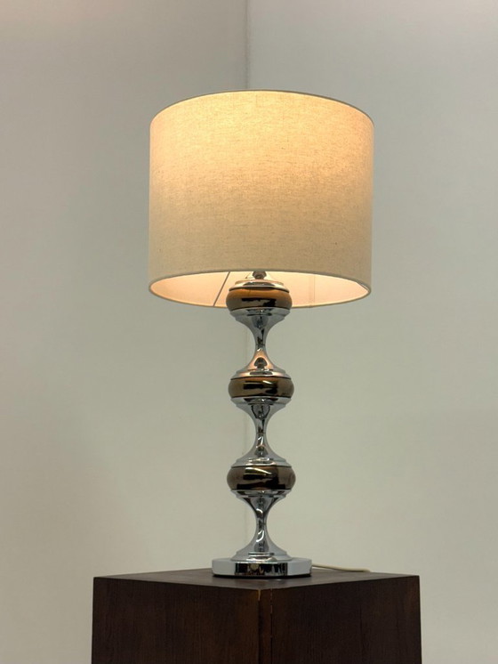 Image 1 of Space Age Tischlampe mit skulpturalem Chromfuß