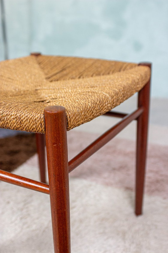 Image 1 of Tabouret vintage en teck Soborg Niels Möller, style danois milieu du siècle