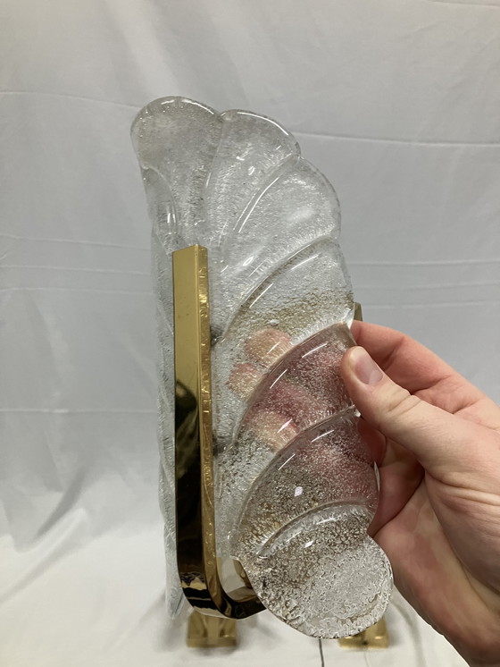 Image 1 of Vintage ijsglas Carl Fagerlund Orrefors exclusieve wandlampen set van 3 stuks!