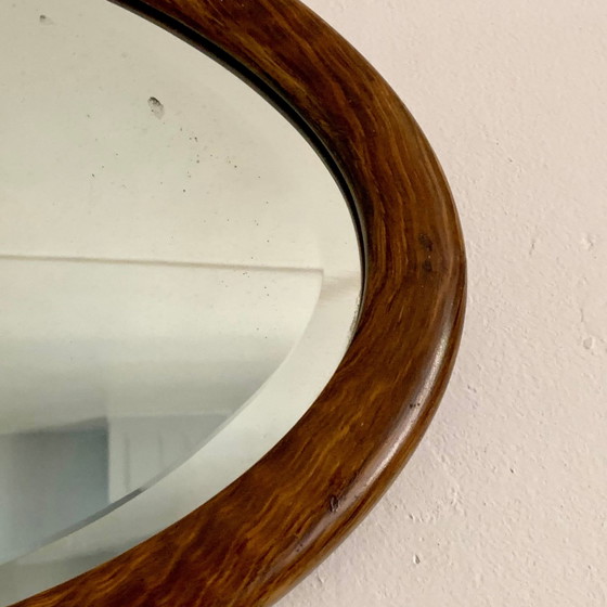 Oval wooden and stucco wall mirror – Scandinavian (photo 5 of 6)