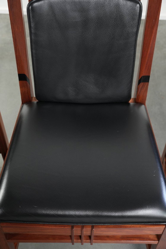 4x elegant black cowhide leather and wood Art Deco dining chair by Schuitema from the Decoforma series (photo 8 of 17)
