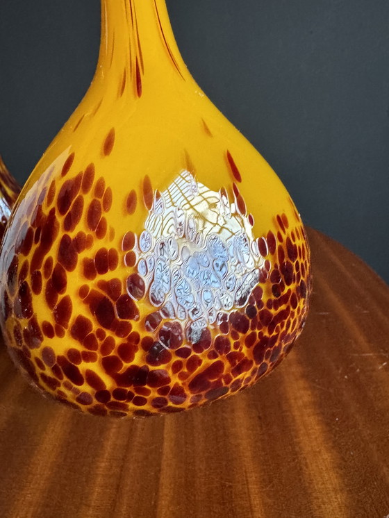 Image 1 of Art Nouveau yellow glass paste vases