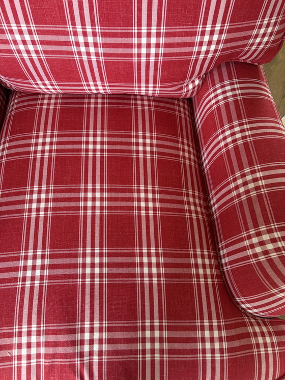 2 englische Sessel mit Rollen, rot kariert – Textile, Wood (photo 7 of 10)