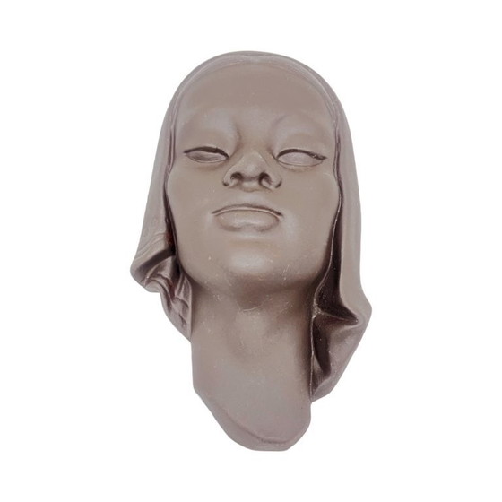 Image 1 of Vintage 1950s mid-century ceramic wall mask by Paul Keilbar (Naumburg) – sculpture