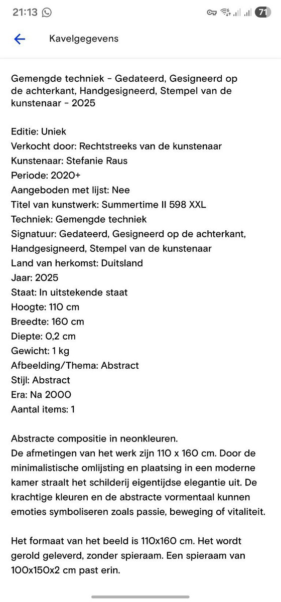 Image 1 of Schilderij Stefanie Raus - Summertime II 598 XXL 