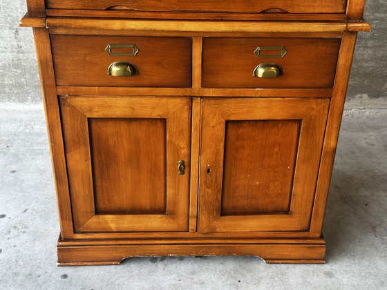 Roltafel van kersenhout – Klein opbergbureau, tweede helft van de 20e eeuw – Fabrication artisanale, Wood (photo 3 of 14)