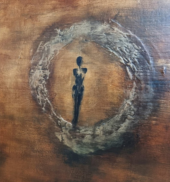 Image 1 of Frances Eckhardt - Figurative painting hand-painted modern art mysterious figure 90x90 cm