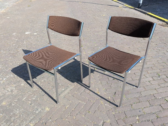 Image 1 of Set van 2 Vintage Gijs van der Sluis Eetkamerstoelen – Jaren 70 Dutch Design