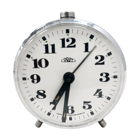 Image 1 of PRIM vintage alarm clock – Czechoslovakia – mechanical – chrome – 1960s/1970s