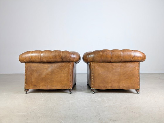 Image 1 of 2x Original handgefertigte Chesterfield Sessel England 1920 Antik