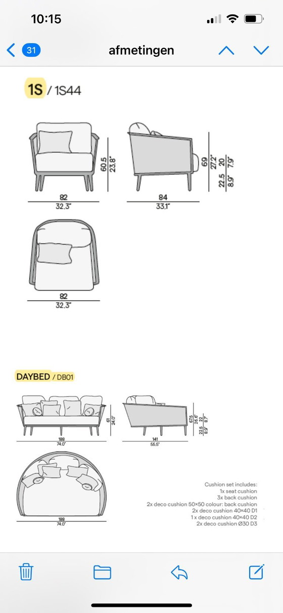 Image 1 of Lounge set Manutti model cascade