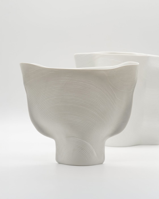 Image 1 of Art Vase Duo Rosenthal Studio Line Design Johan van Loon Fine Porcelain 80s 18cm