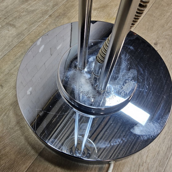 Image 1 of Vintage Itliaanse design Space Age vloerlamp Chroom en Glas (jaren 70 / 70s) unieke lamp 