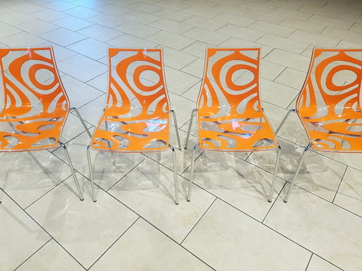 4 x Pedrali Scab Wave Oranje