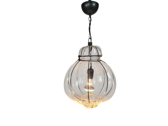 Lampada a sospensione in vetro con struttura in metallo, Lampade a sospensione, Trasparente, Modern (foto 2 di 5)