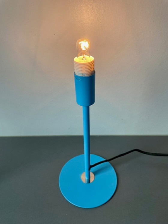 Image 1 of Modern light blue table lamp with dome shade