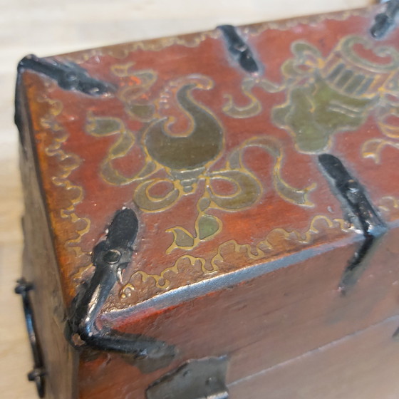 Image 1 of Unusual Tibetan Buddhist wooden pyramid chest