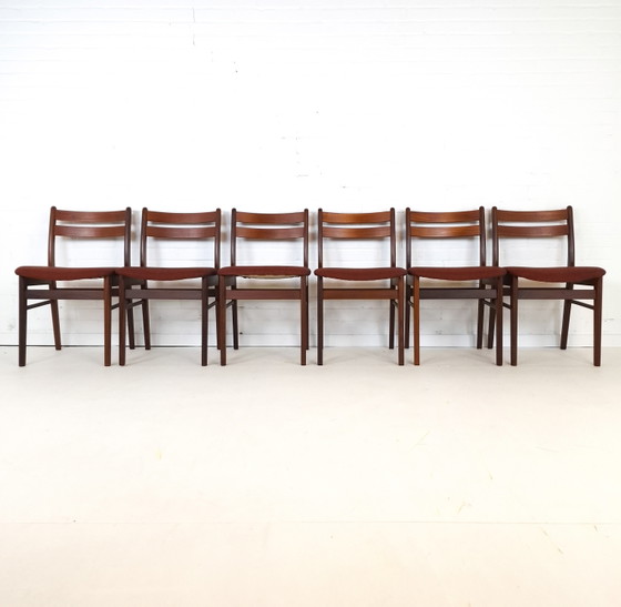 Image 1 of 6x vintage eetkamerstoel Deens design jaren 70