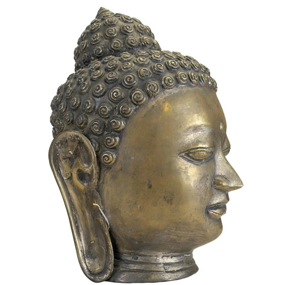 Bronze Buddha Head in Shan Style – Hand-cast Sculpture 31 cm (photo 2 of 11)