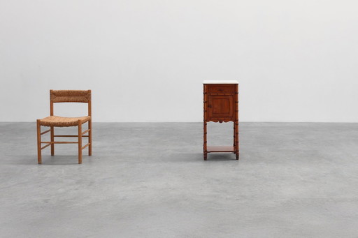 Nachtkastje van imitatiebamboe en marmer, eind 19e eeuw, Frankrijk