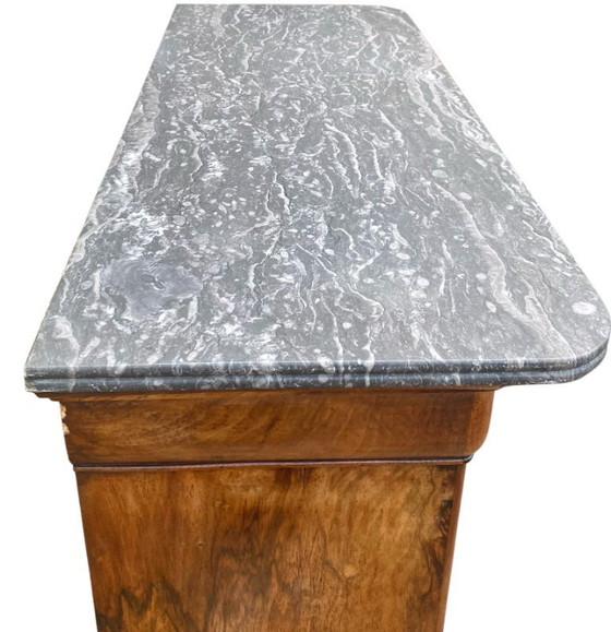 Image 1 of Louis Philippe secretaire van wortelnotenhout met marmeren blad.