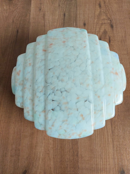Art Deco Plafondlampenkap Van Gemarmerd Glas (photo 2 of 8)