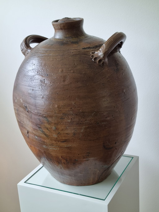 Large antique pottery pitcher French