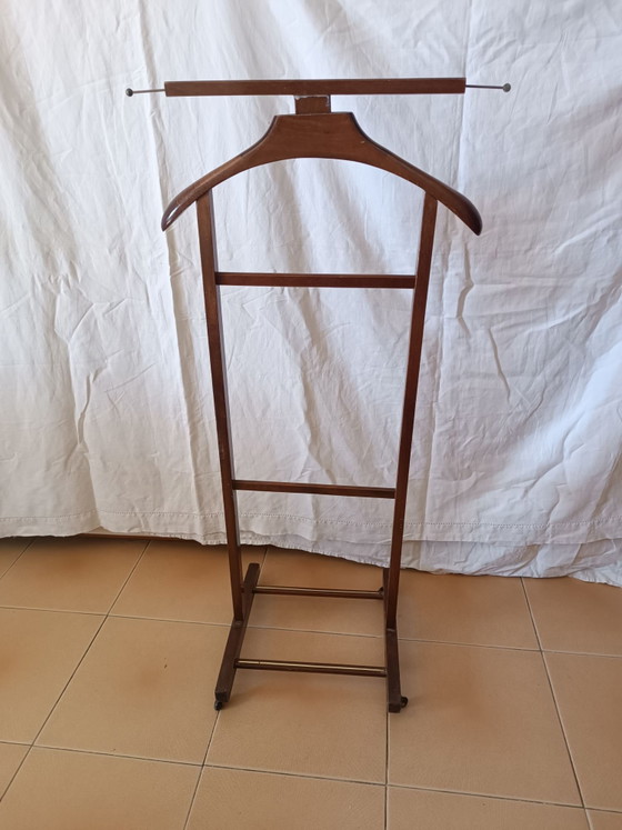 Valet de chambre vintage italien années 60, LGR, Portemanteaux, Métal, Bois, Marron (photo 8 sur 8)
