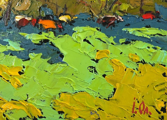 Image 1 of Original Oil Painting Summer Trees Landscape Where the field meets the forest