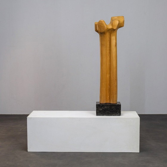 Image 1 of Abstrakte biomorphe Skulptur aus geschnitztem Holz und Stein, 1970er Jahre