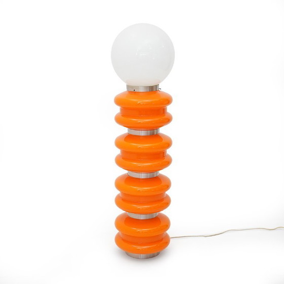 Image 1 of Orange and white glass floor lamp by Stilux, 1970s