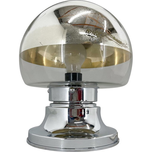 Vintage Italian chrome and glass table lamp, 1960s