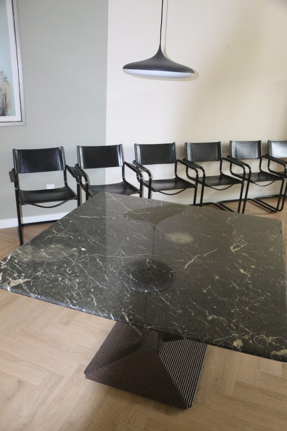6 black Matteo Grassi Dining chairs, Leather, Marble (photo 5 of 5)