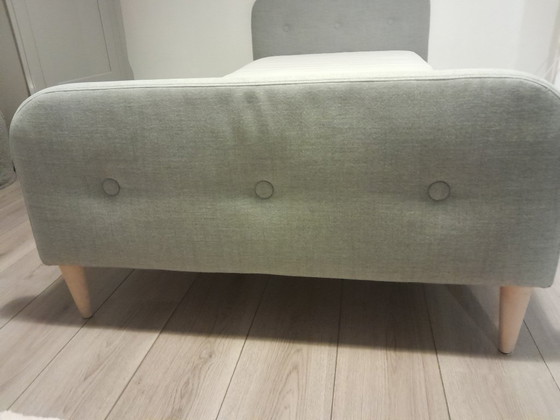 Image 1 of Lit simple, tissu gris clair, 90 x 200 cm