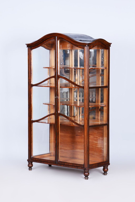 Restored Biedermeier Display Cabinet, Maple, Walnut, Polish, Czech, 1850s – vitrinekasten, Glass, Wood