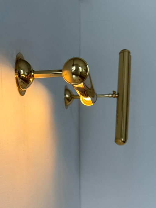 Set van twee vintage verstelbare messing wandlampen, Frankrijk, 1970. – Brass (photo 2 of 9)