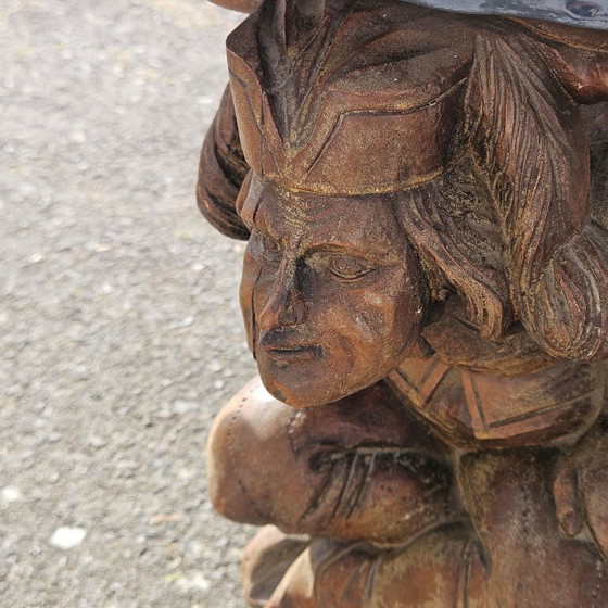 Image 1 of French Vintage Jean Maurice Rothschild - Marble Table - Forged Iron Table - Neoclassical Style- 50s