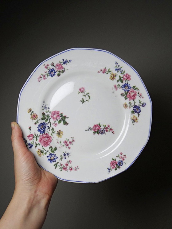 Image 1 of 7 Bernardaud Limoges porcelain dessert plates with floral decoration from the 1920s-1950s
