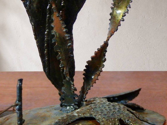 Image 1 of Large brutalist sculpture of an angelfish made of welded metal, circa 1970