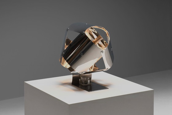 Image 1 of Lampe de table en acier inoxydable par Edera Radici pour Sagim - Italie, 1970